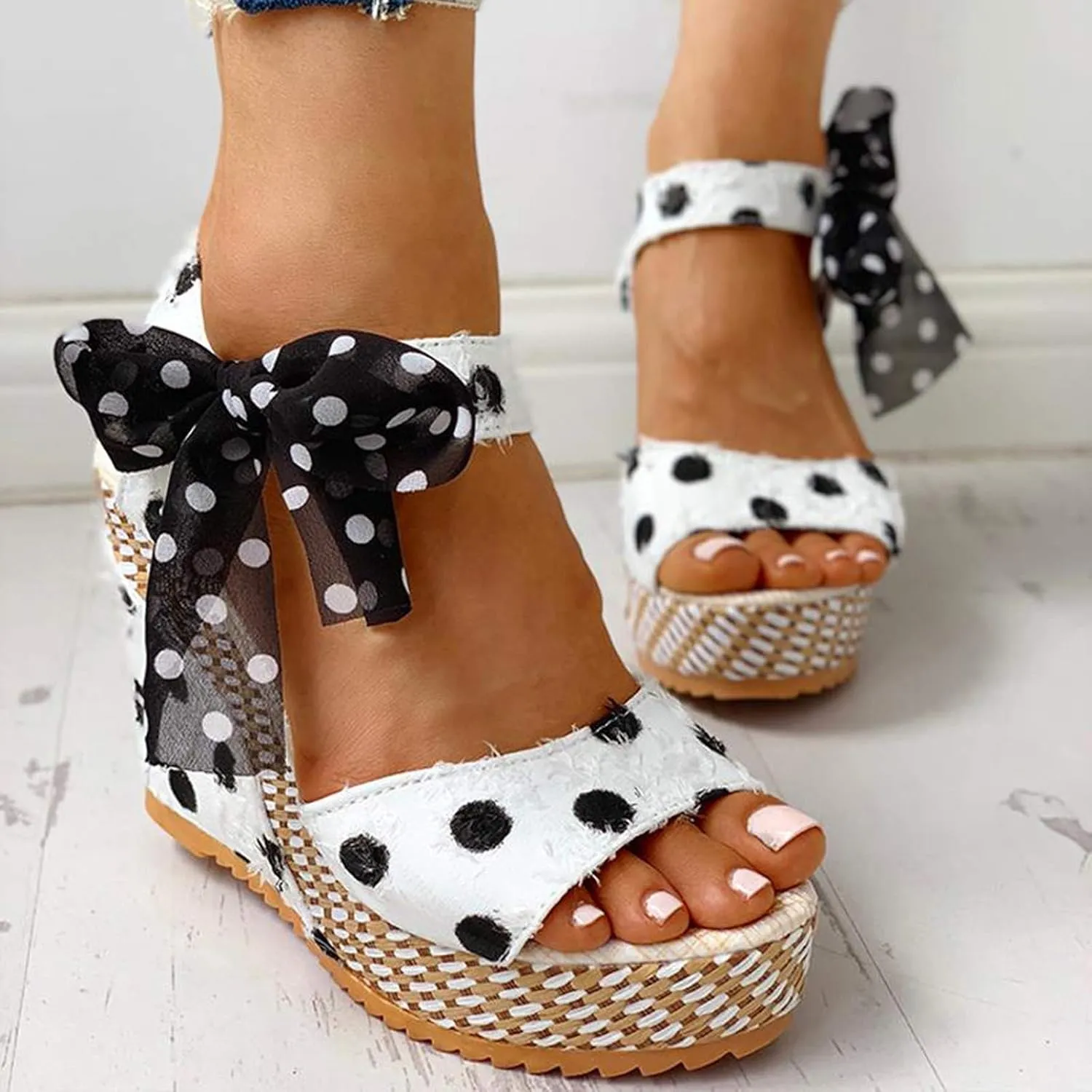 Wedge Sandals for Women Comfortable 2025 Dressy Platform Espadrilles Sandals Elegant Floral Ankle Strap Summer Shoes