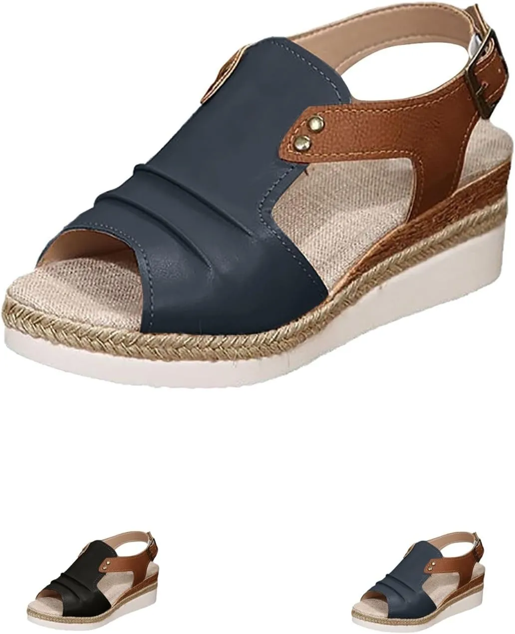 Wedge Sandals for Women Dressy Orthopedic Platform Wedge Sandals Summer Open Toe Ankle Strap Espadrilles Shoes