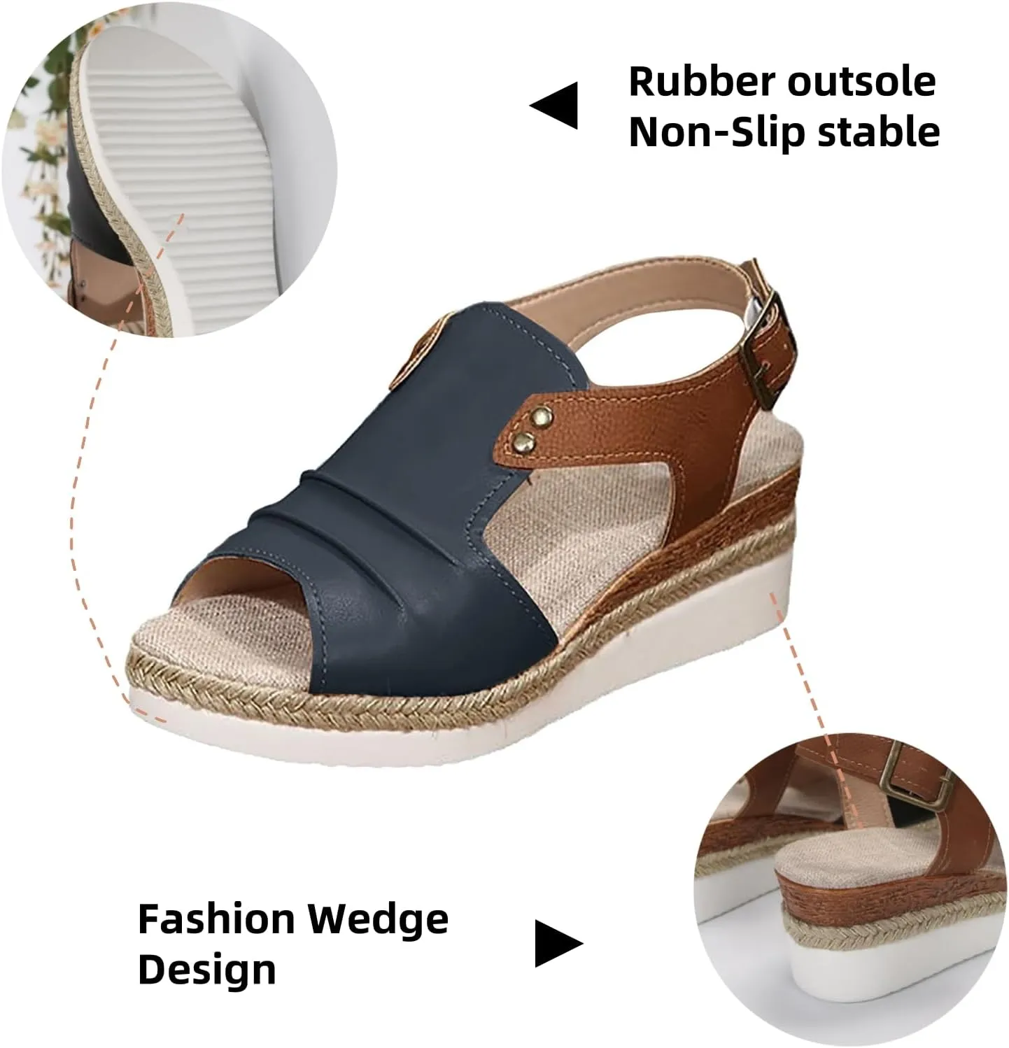 Wedge Sandals for Women Dressy Orthopedic Platform Wedge Sandals Summer Open Toe Ankle Strap Espadrilles Shoes