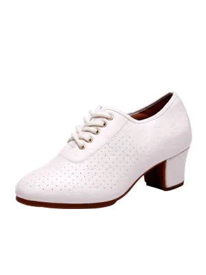 White Embossed Outdoor Ox Tendon Sole Modern Dance Shoes