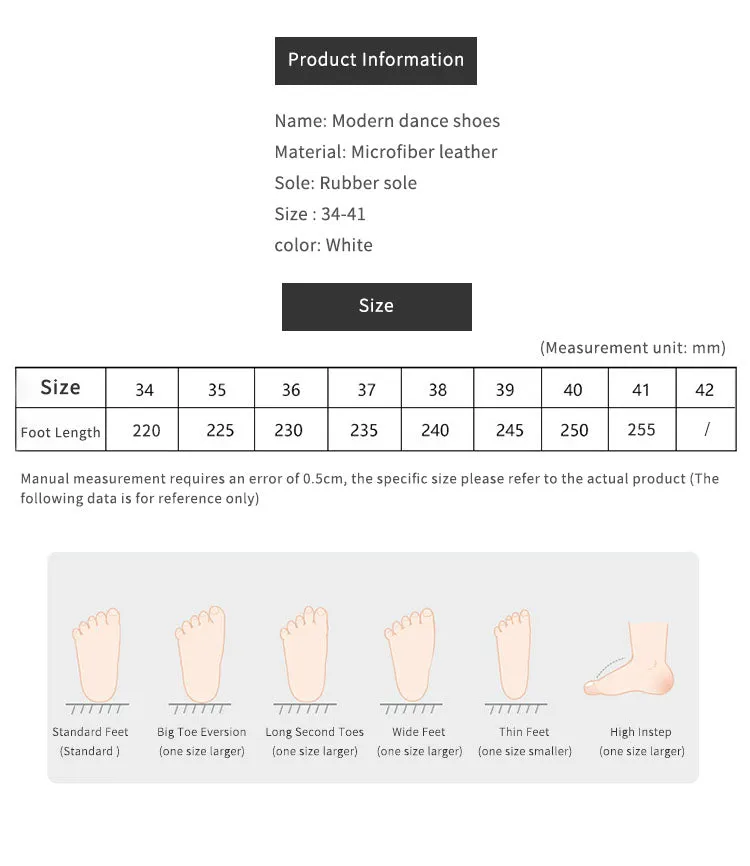 White Embossed Outdoor Ox Tendon Sole Modern Dance Shoes