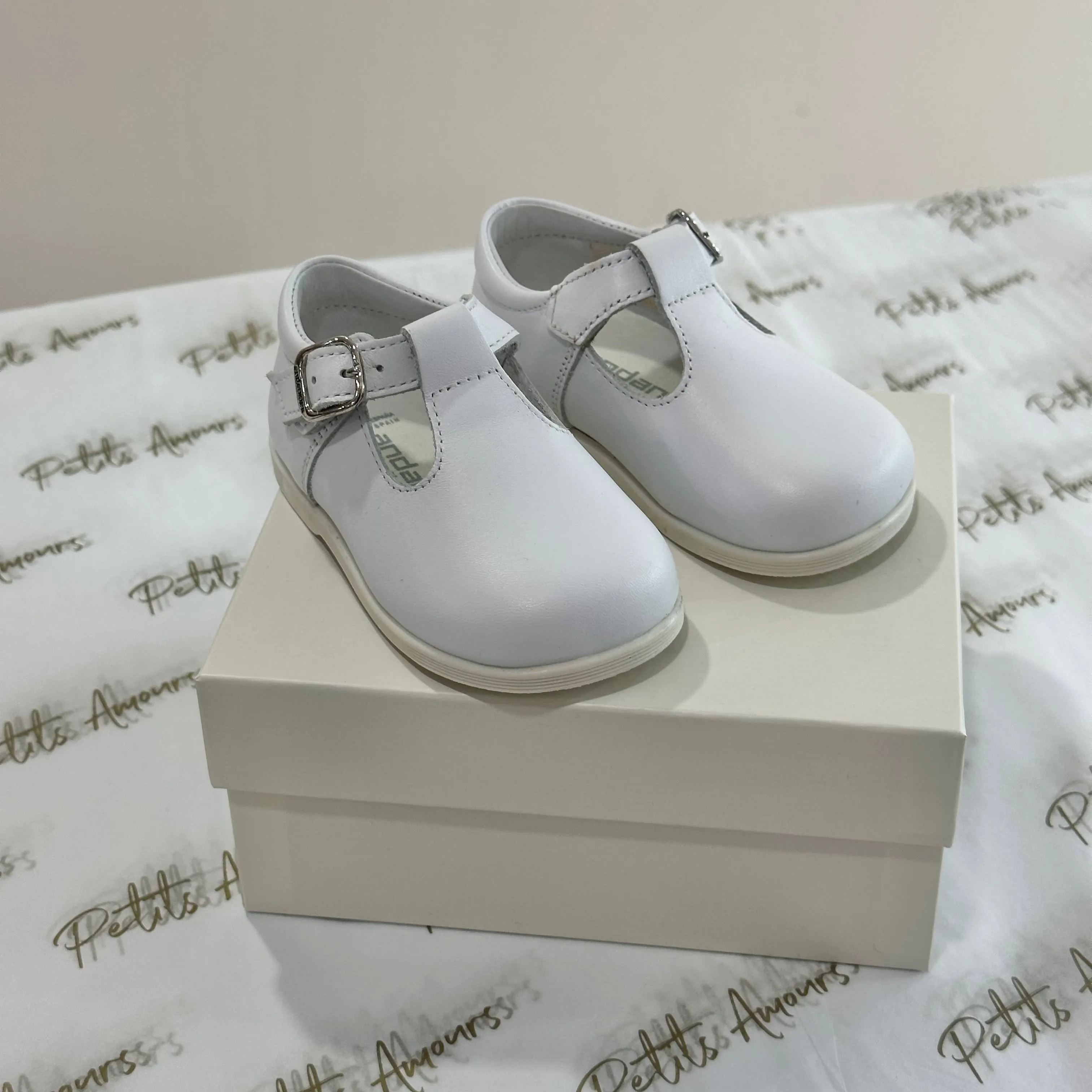 White Leather First Walker Shoes