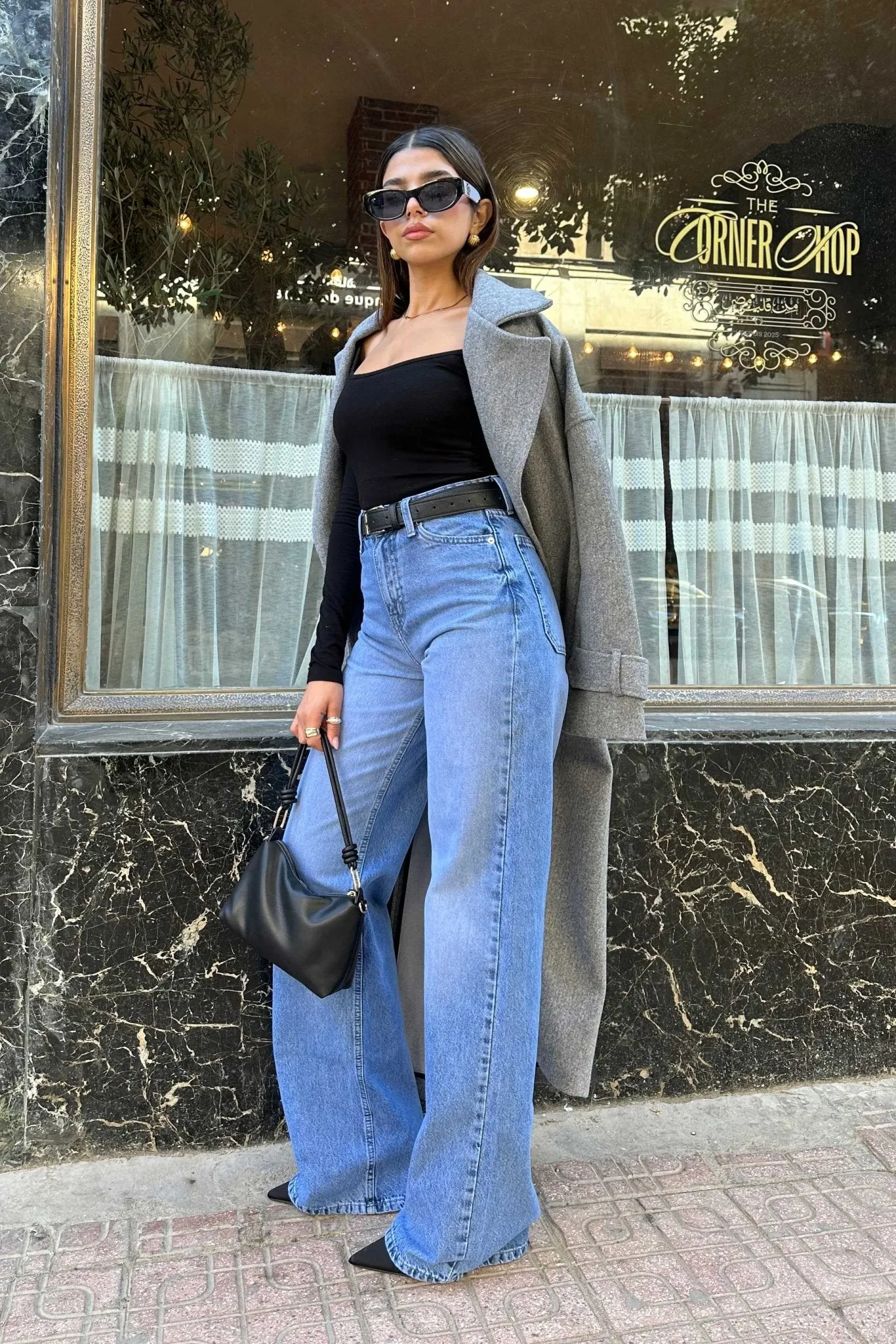 Wide-Leg - High-Waist Medium Blue Jeans