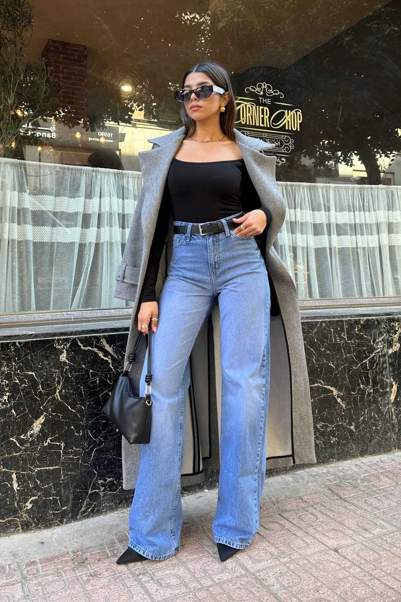 Wide-Leg - High-Waist Medium Blue Jeans