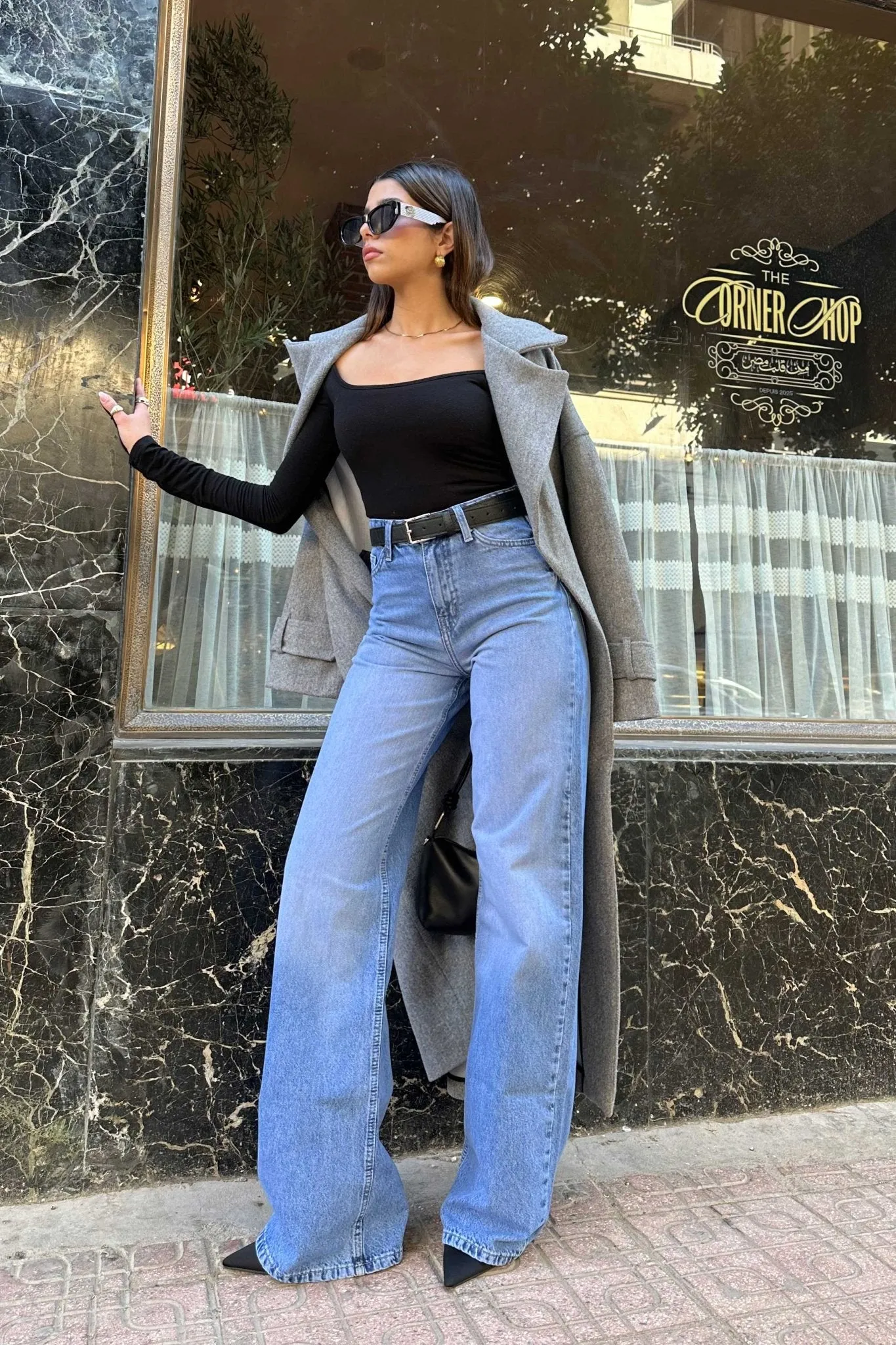 Wide-Leg - High-Waist Medium Blue Jeans