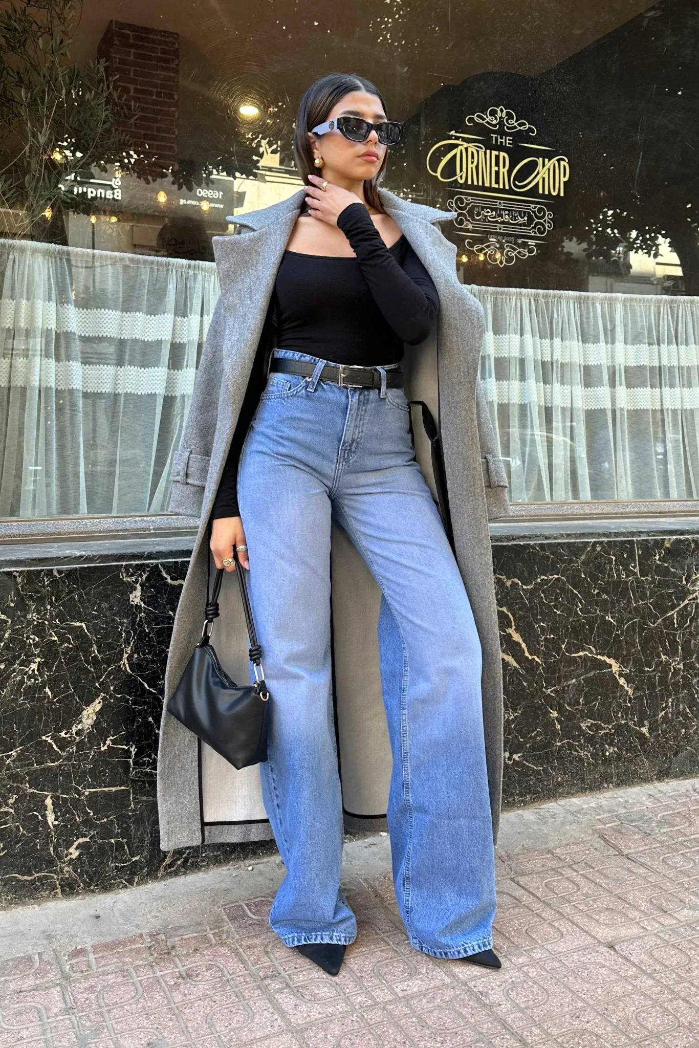 Wide-Leg - High-Waist Medium Blue Jeans