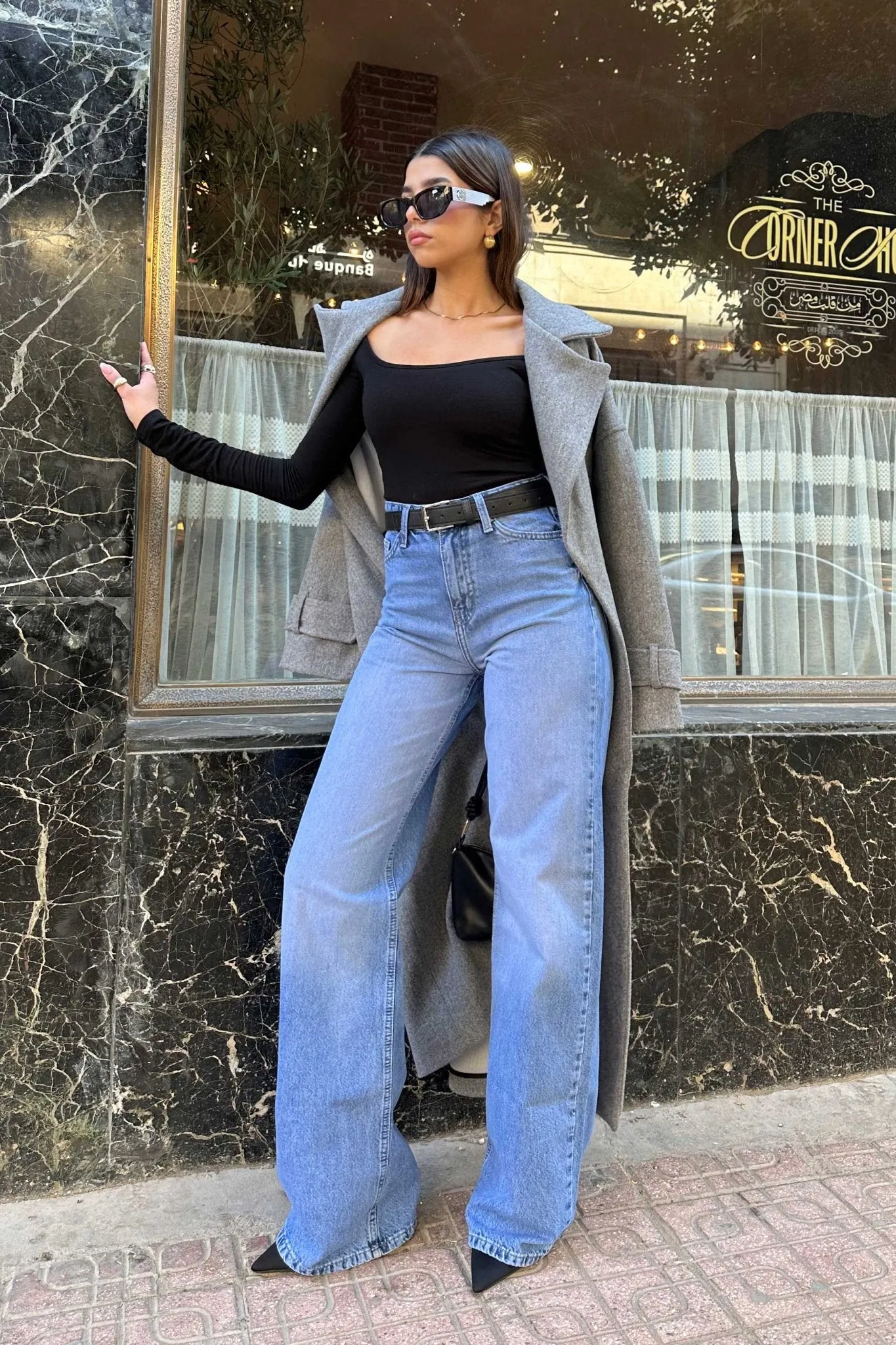 Wide-Leg - High-Waist Medium Blue Jeans