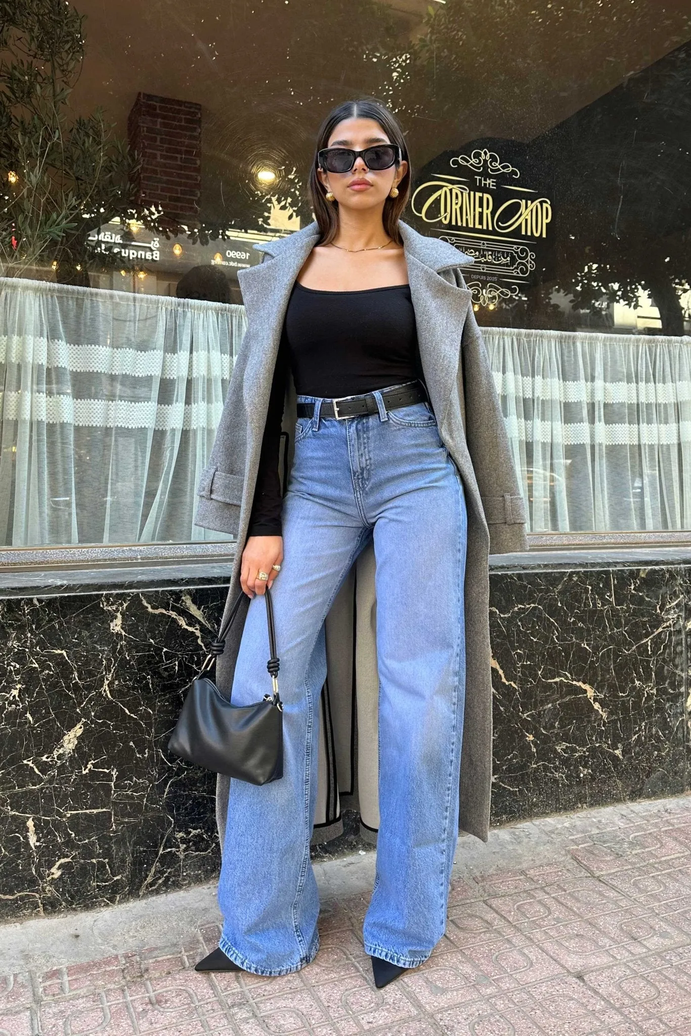 Wide-Leg - High-Waist Medium Blue Jeans