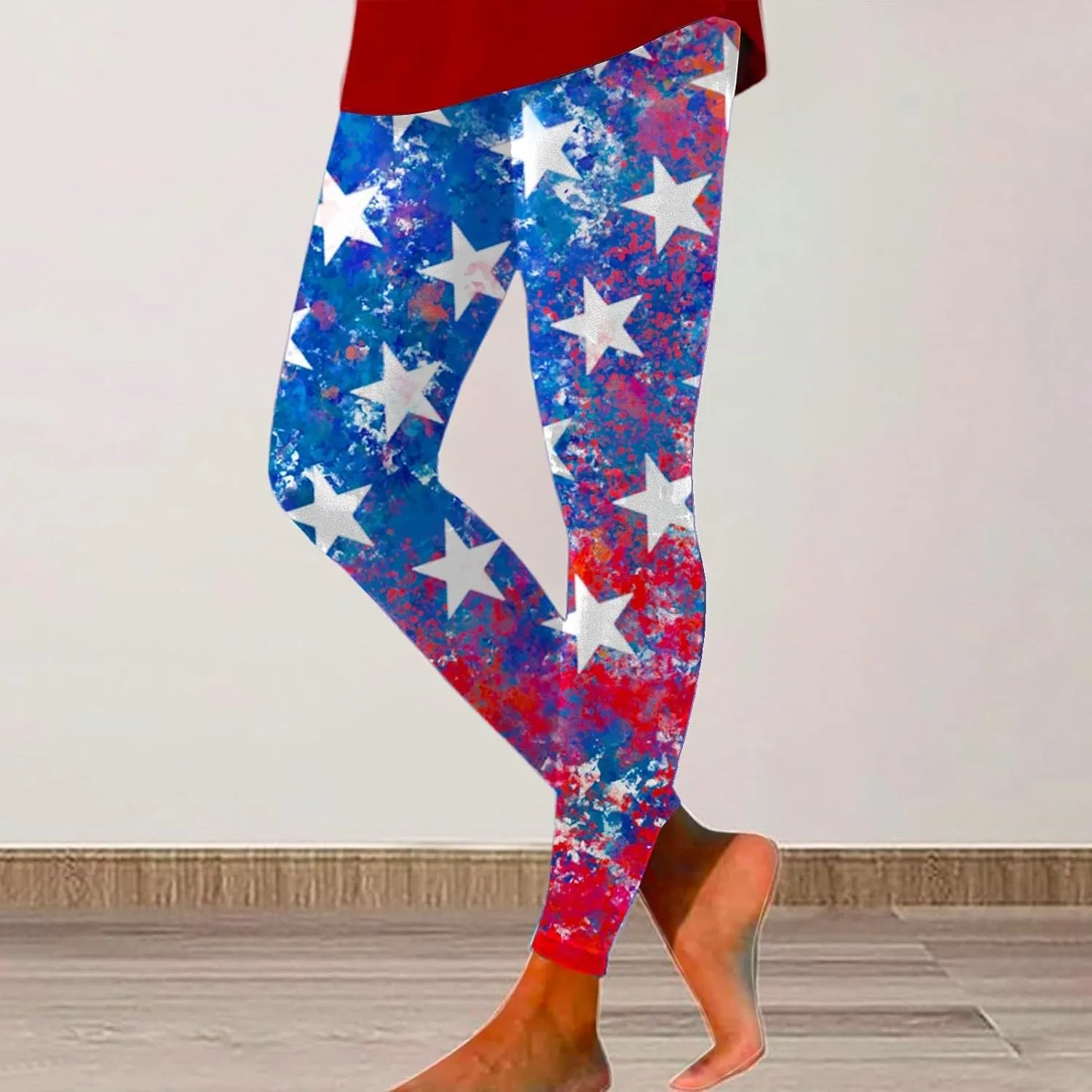 Women High Waist American Flag Leggings Comfortable Skinny Yoga Gym Fitness Pants US Flag Patriotic Tights