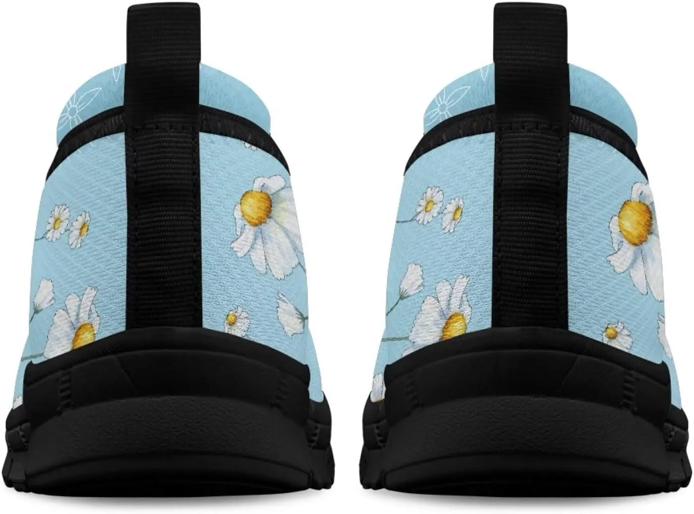 Women's Casual Shoes Floral Stylish Everyday Loafers Breathable Non Slip Work Shoes for Indoor Outdoor Size 6-11 Black Sole