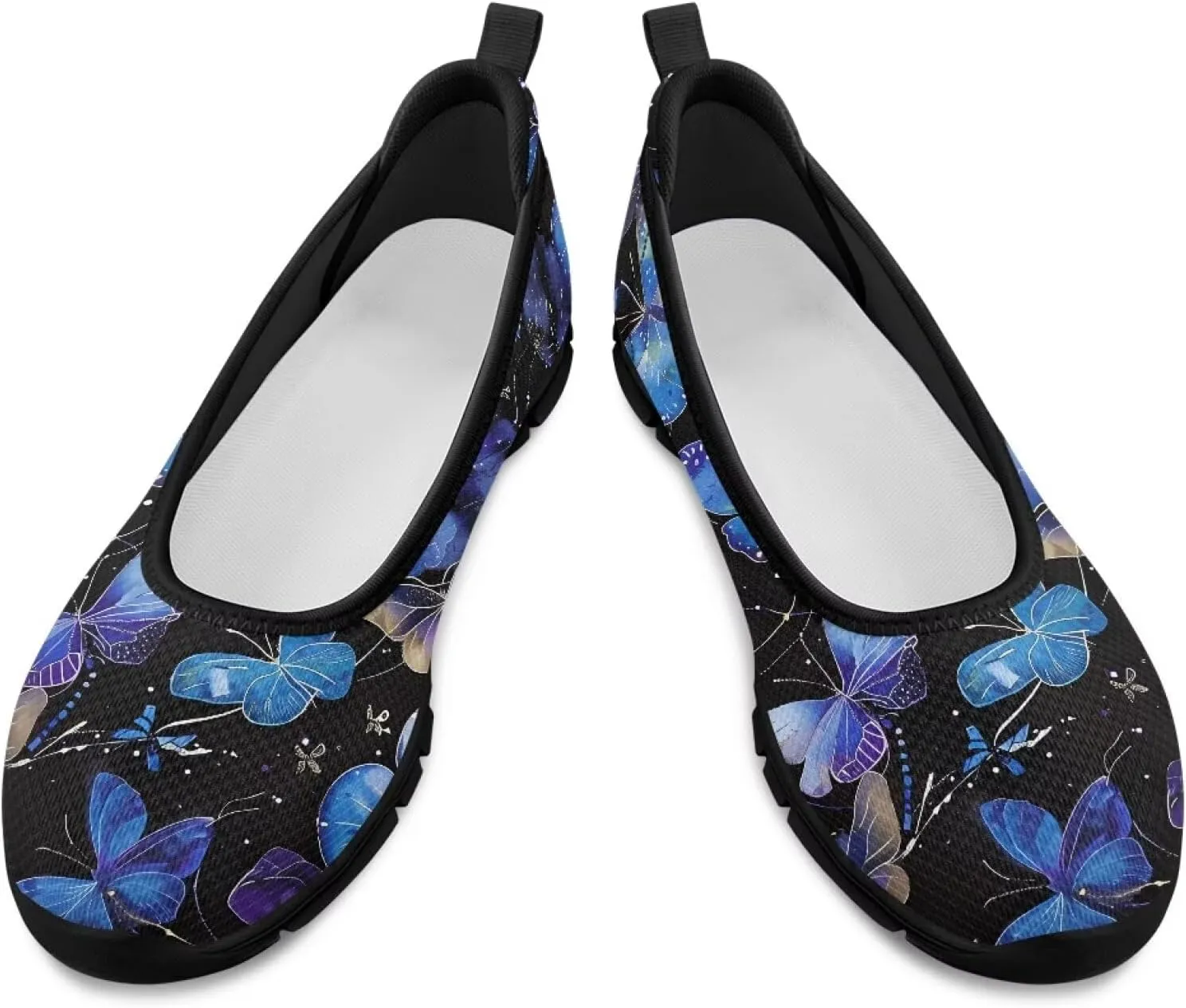 Women's Casual Shoes Floral Stylish Everyday Loafers Breathable Non Slip Work Shoes for Indoor Outdoor Size 6-11 Black Sole