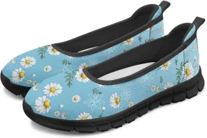 Women's Casual Shoes Floral Stylish Everyday Loafers Breathable Non Slip Work Shoes for Indoor Outdoor Size 6-11 Black Sole