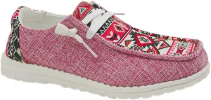 Women's Comfortable Aztec Print Lace-up Loafers Orthopedic Wide Width Slip-On Sneakers Lightweight Arch Support Boat Shoes