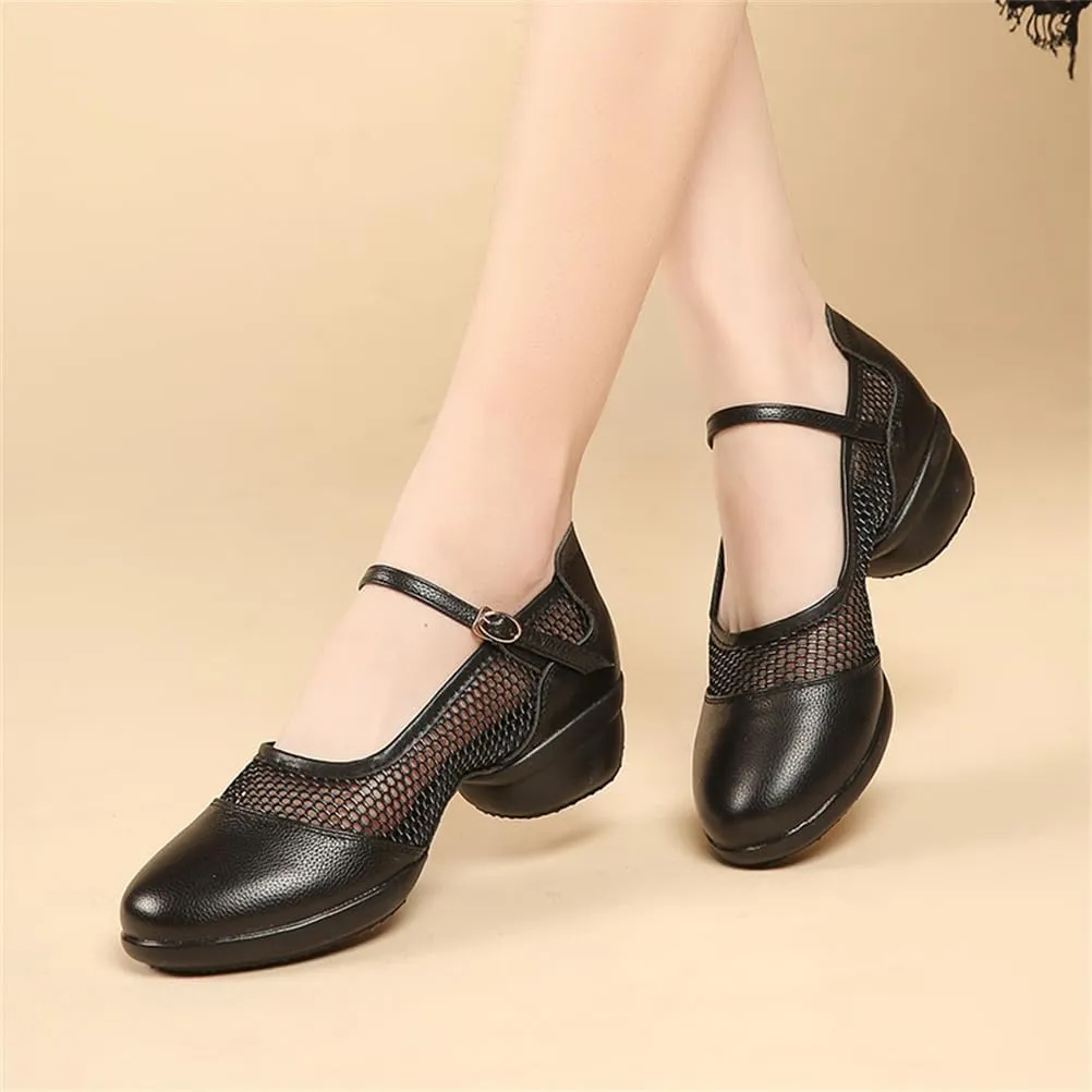 Women's Comfortable Ballroom Dance Shoes Non-Slip Low Heel Walking Jazz Beginner Teaching Dance Footwear
