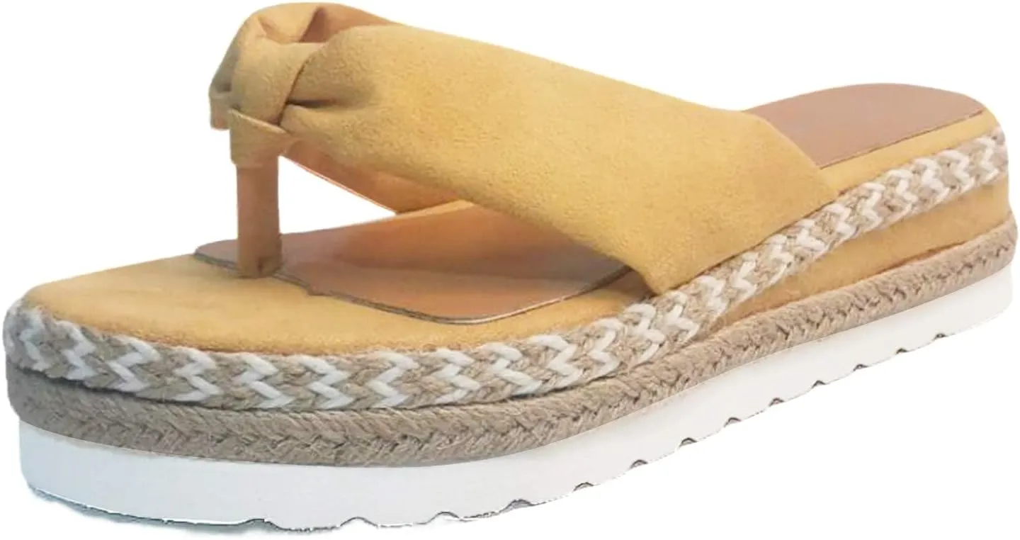 Womens Espadrilles Wedge Sandals Dressy Comfortable Orthopedic Sandal Platform Thong Flip Flops Summer Casual Walking Slip On Flats Slippers Beach Shoes