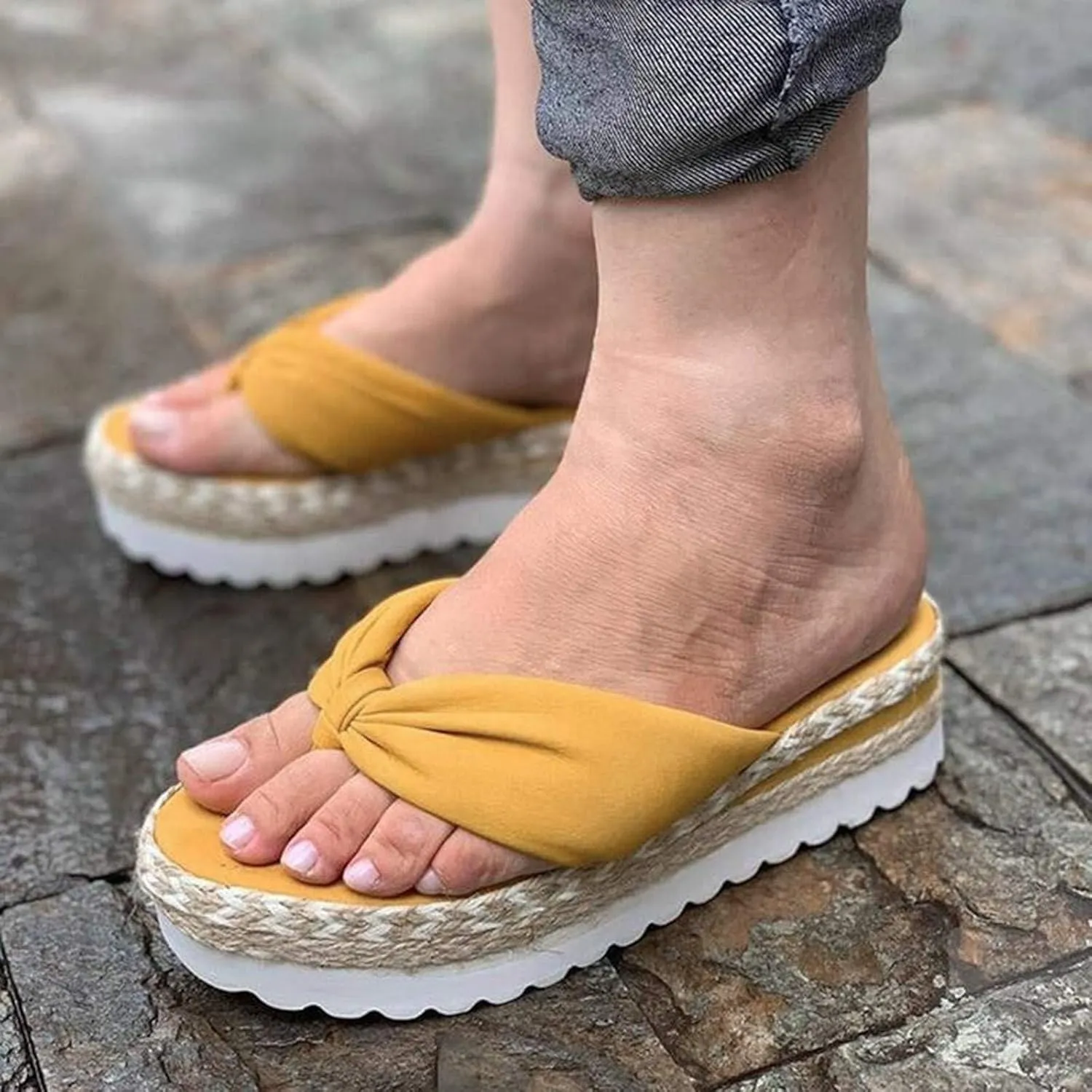 Womens Espadrilles Wedge Sandals Dressy Comfortable Orthopedic Sandal Platform Thong Flip Flops Summer Casual Walking Slip On Flats Slippers Beach Shoes