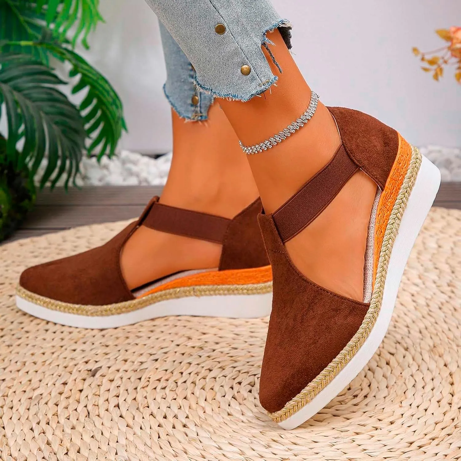 Women's High Heel Sandals Closed Toe Summer Dressy Comfortable Wedge Espadrilles Casual Ankle Strap Platform