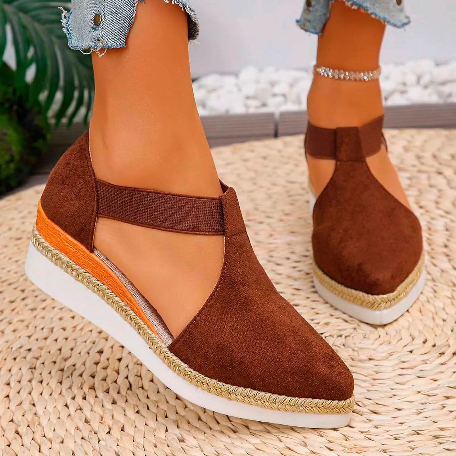 Women's High Heel Sandals Closed Toe Summer Dressy Comfortable Wedge Espadrilles Casual Ankle Strap Platform