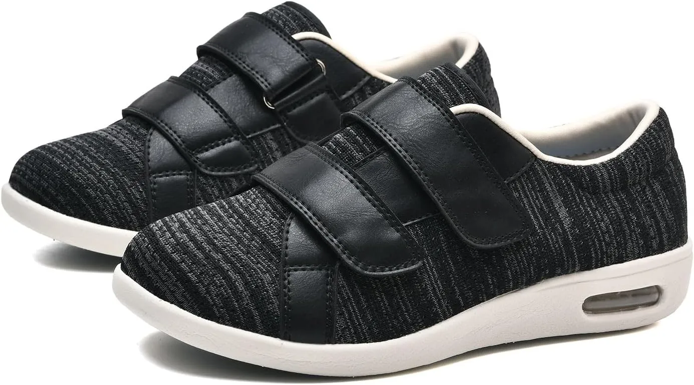 Womens Orthopedic Slip-On Loafers Stylish Arch Support Walking Slippers Hook and Loop Fastening Bunion Shoes for Women Soft for Swollen Feet