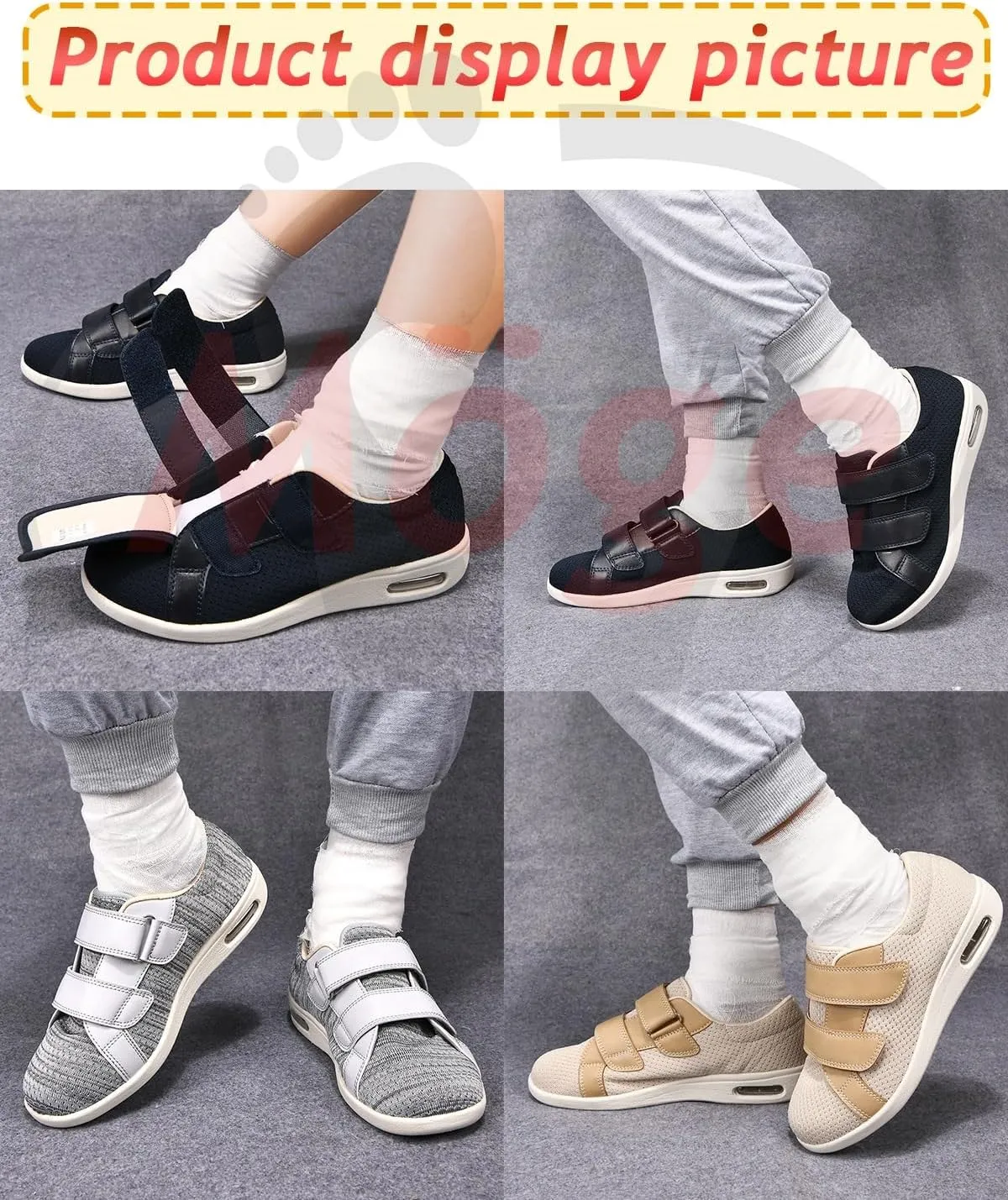 Womens Orthopedic Slip-On Loafers Stylish Arch Support Walking Slippers Hook and Loop Fastening Bunion Shoes for Women Soft for Swollen Feet