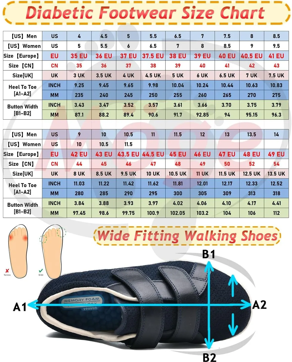 Womens Orthopedic Slip-On Loafers Stylish Arch Support Walking Slippers Hook and Loop Fastening Bunion Shoes for Women Soft for Swollen Feet