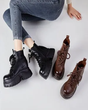 Women's Real Cow Leather Retro Boots