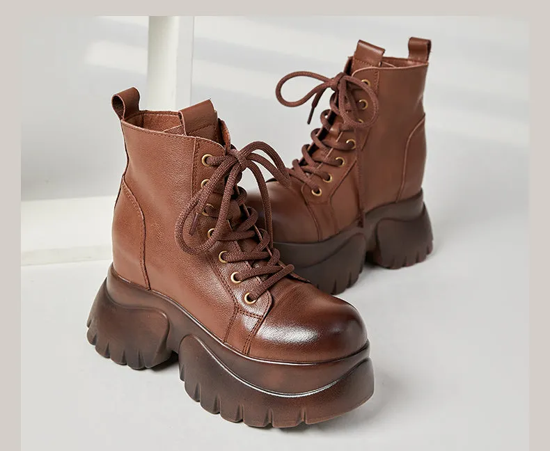 Women's Real Cow Leather Retro Boots