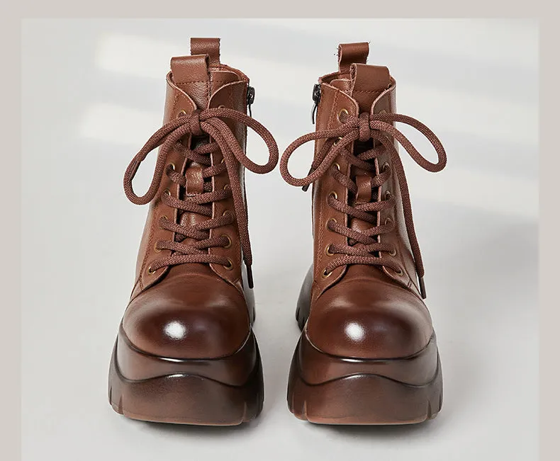Women's Real Cow Leather Retro Boots
