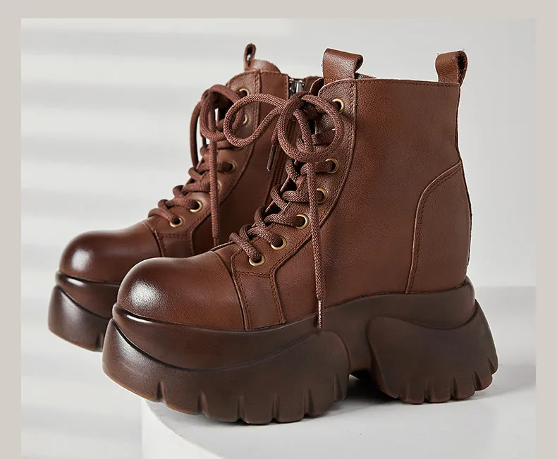 Women's Real Cow Leather Retro Boots