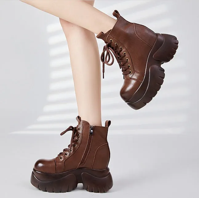 Women's Real Cow Leather Retro Boots