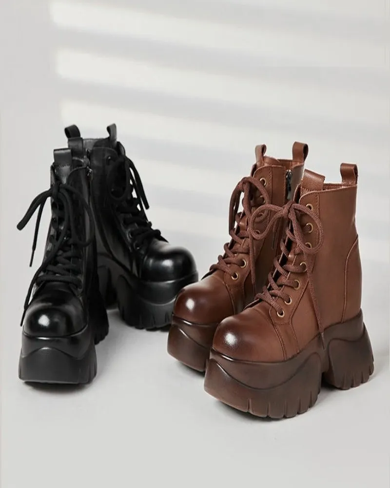 Women's Real Cow Leather Retro Boots