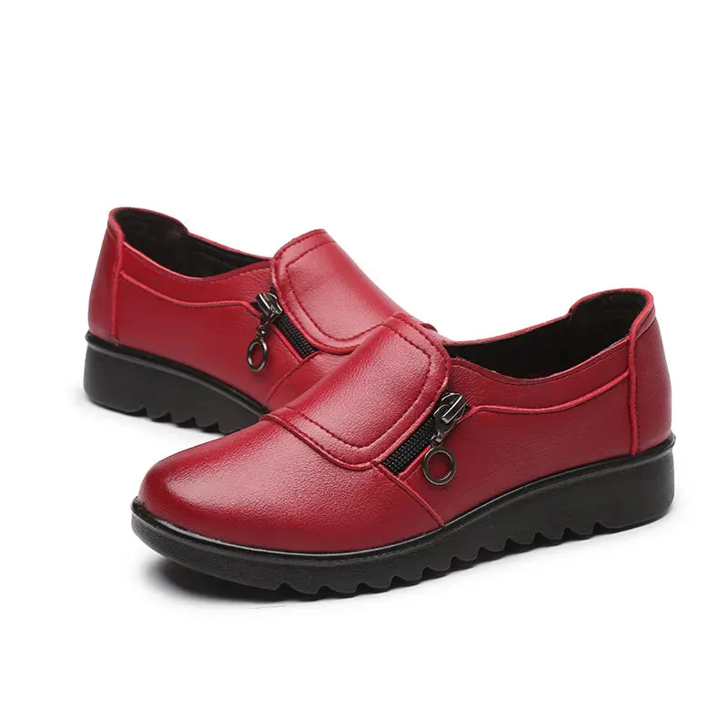 Women's Shoes Casual Fashion PU Leather Flat Shoes Ladies Slip On Comfortable  Work Shoes Flats