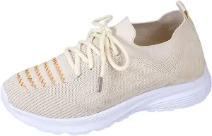 Women's Sneaker : Stylish, Lightweight, and Breathable Footwear for (5 UK Beige)