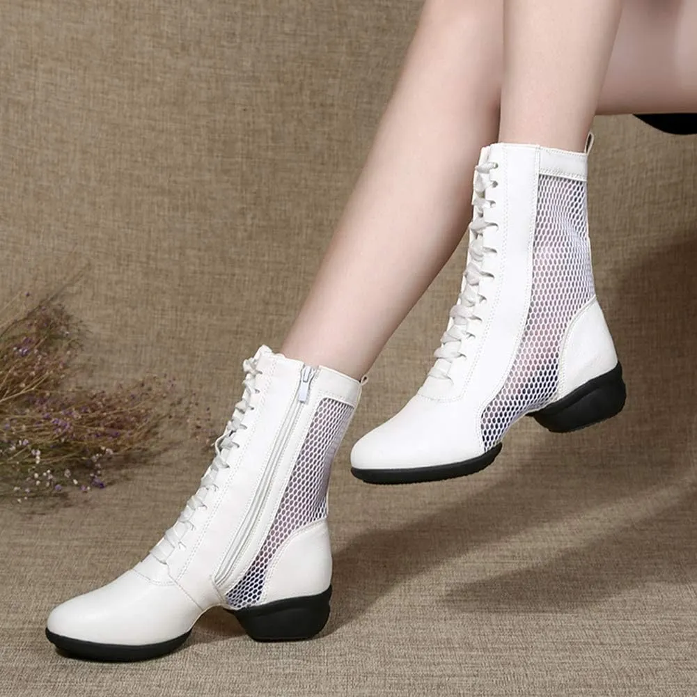 YKXLM Women's Modern Jazz Dance Shoes Leather Professional Ballroom Salsa Practice Performance Dance Shoes,Model YMJ1816