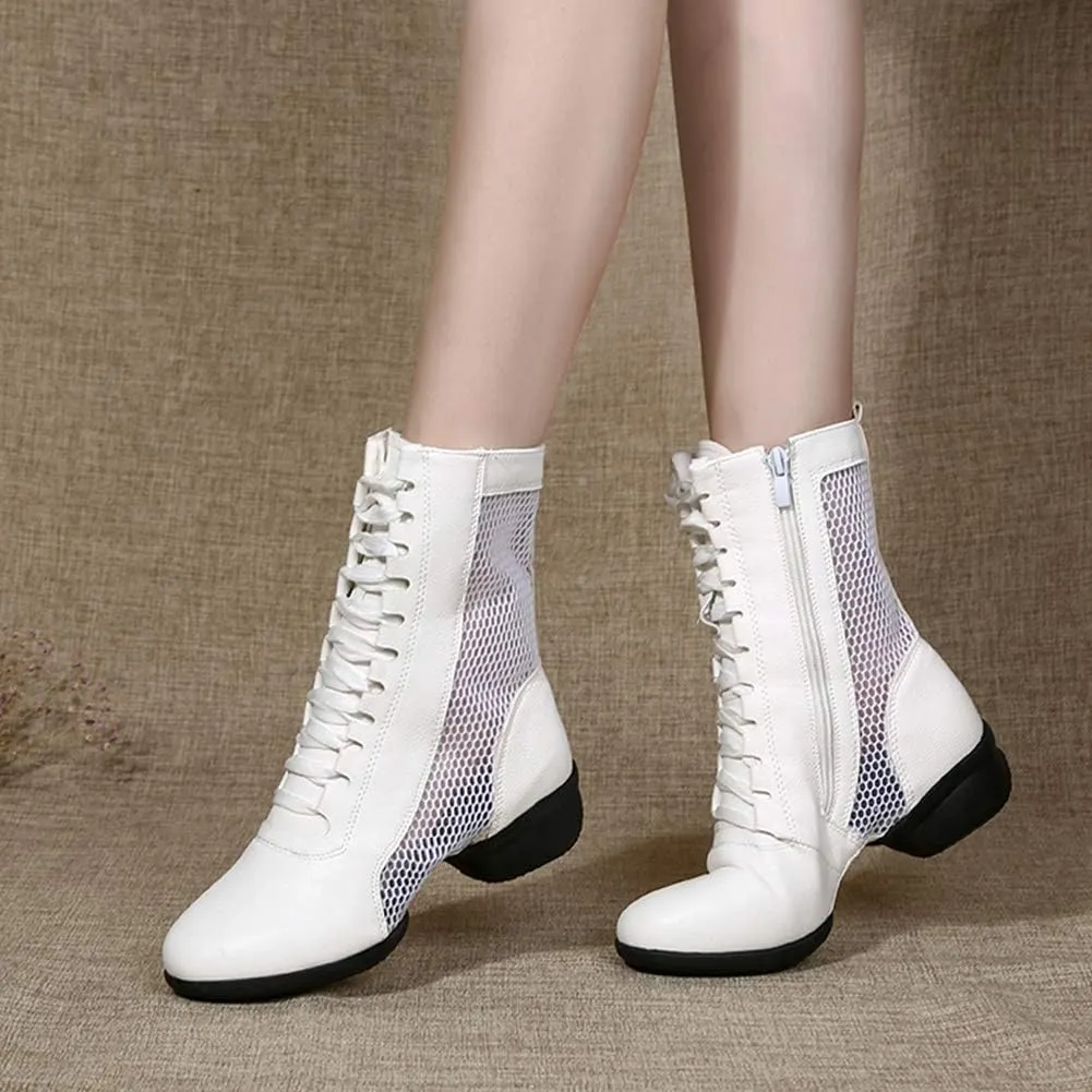 YKXLM Women's Modern Jazz Dance Shoes Leather Professional Ballroom Salsa Practice Performance Dance Shoes,Model YMJ1816